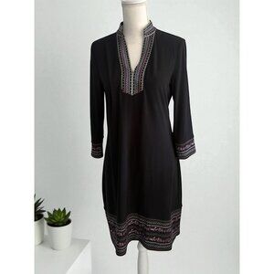 WHITE HOUSE BLACK MARKET Black Collared Stretch Shift Dress Size Medium